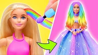 Mini Doll World! 🎀🌈 100+ Tiny Doll DIY Ideas! Fashion, Food & School Supplies