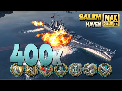 Cruiser Salem: +400k on map Haven - World of Warships