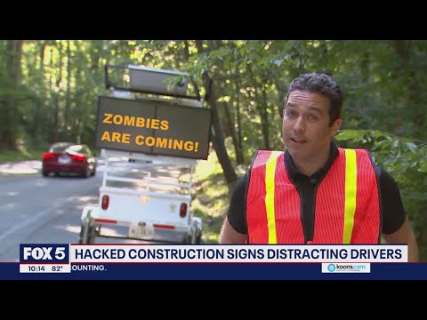 Hacked construction signs distracting drivers