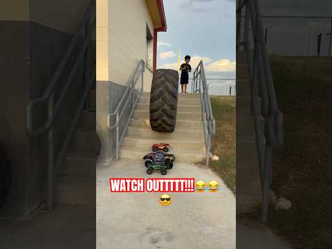 $1200 RC’s vs REAL MONSTER TRUCK TIRE!! WILL THEY SURVIVE?? 🤯🚨#rc  #rccars #rcmonstertruck #shorts