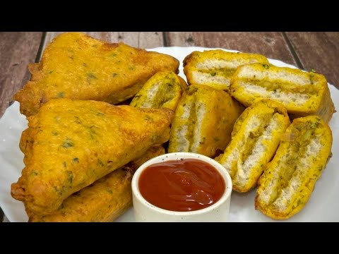 ਗਰਮਾ ਗਰਮ ਹਲਵਾਈ ਸਟਾਈਲ ਬ੍ਰੈਡ ਪਕੌੜਾ ਬਣਾਉਣ ਦਾ ਸੌਖਾ ਤਰੀਕਾ | आलू ब्रेड पकोड़ा | Stuffed Aloo Bread Pakoda