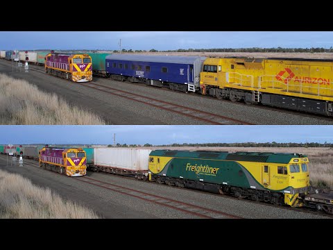 7MP1 Aurizon Container Train With ACC6032 ACD6051 & G535 Crosses V/line's N471 (20/5/2023) - PoathTV