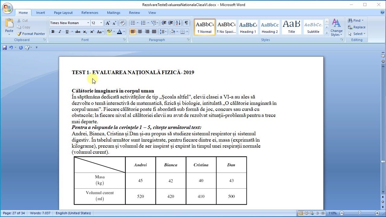 Rezolvare Test1&2 Fizic? - Evaluarea Na?ional? Clasa VI - 2019