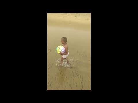Little Vedanshi playing at Puri beach