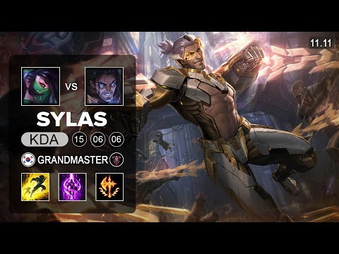 T1 Closer Sylas Mid vs Akali - KR Grandmaster Patch 11.11