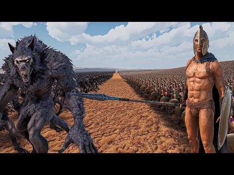 100K WEREWOLVES vs 300K SPARTANS - Ultimate Epic Battle Simulator UEBS 2