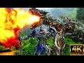 Transformers Age Of Extinction Optimus Prime Vs Grimlock Dinobots Join The Fight Scene 4K