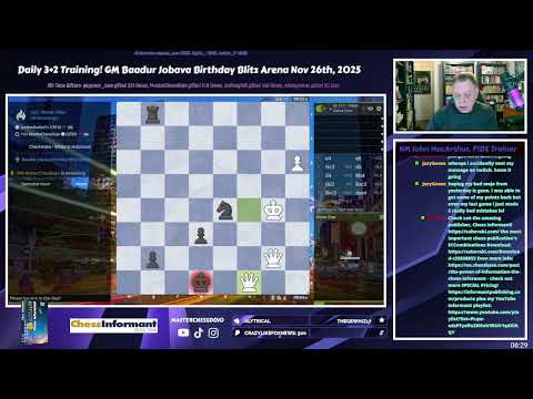 Daily 3+2 Training! GM Baadur Jobava Birthday Blitz Arena Nov 26th, 2025