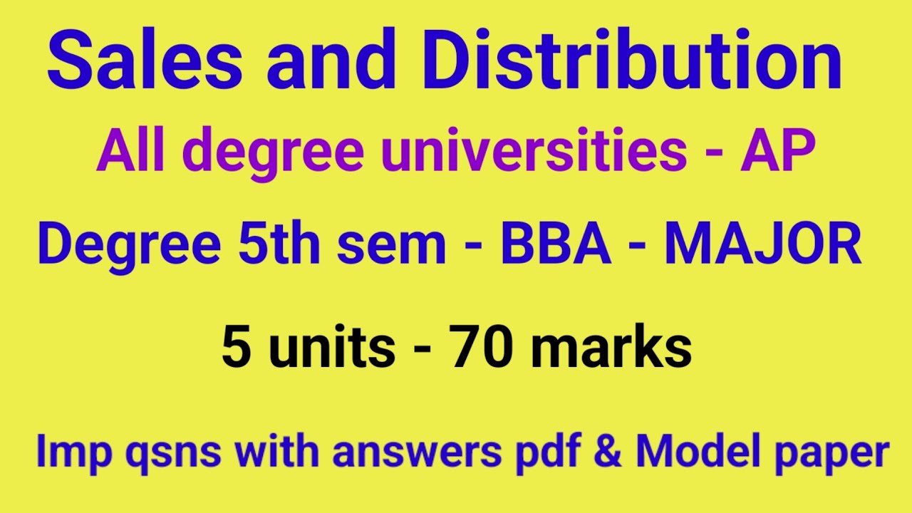 Sales and distribution degree BBA 5th sem imp qsns with answers pdf 2025 #bbadegree #bba5thsem major