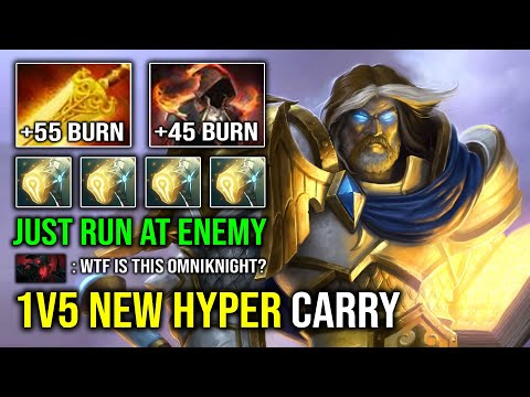 WTF +105 Flames Cloak Radiance Burn DPS 1v5 Hyper Carry Omniknight Insane Hammer Slow Dota 2