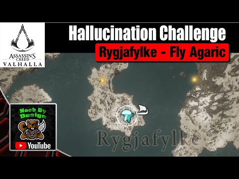 Part of a video titled Assassins Creed Valhalla - Hallucination Challenge - Rygjafylke