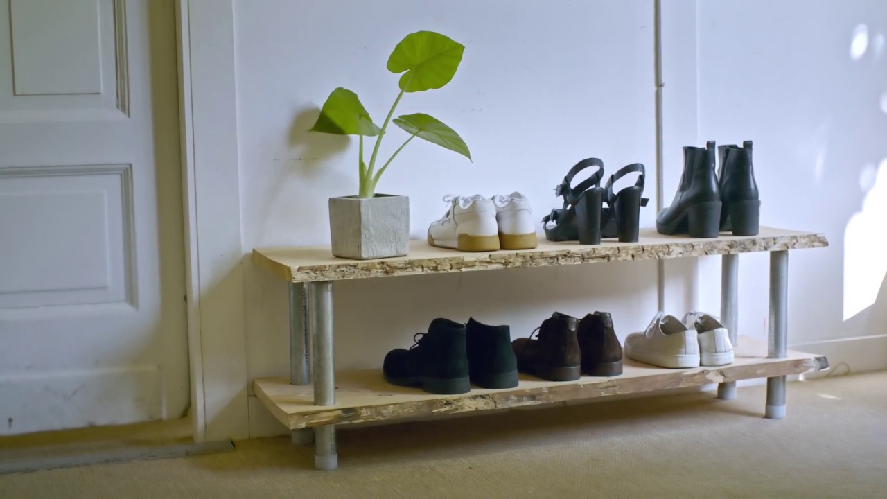 DIY Idee: Schuhregal aus Holz und Metall zum Selberbauen