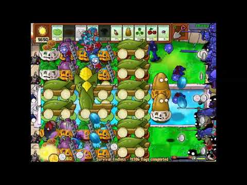 Plants vs Zombies Survival Endless Part 104 10300-10400 Flags