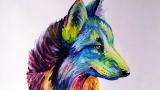 Cómo dibujar un Lobo Multicolor (Color Explosion) + Review Pigment Markers de Winsor & Newton