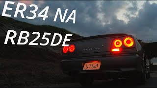 ER34 マフラー音 ラインハルト 中間ストレート 砲弾デュアル 【スカイライン】