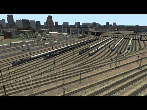 Train Simulator 2014 HD EXCLUSIVE: P32AC-DM Empire Service Trains Turning Through Sunnyside Yard