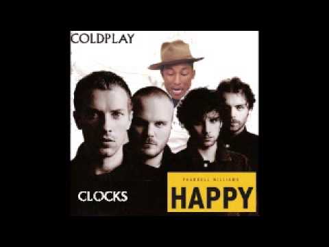 Coldplay vs  Pharrel Williams - Happy Clocks (mashup)