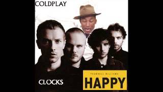 Coldplay vs  Pharrel Williams - Happy Clocks (mashup)