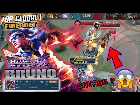 TOP 1 GLOBAL Bruno Gameplay | Fire Bolt | GAMEPLAY By YT: FEAR ML ~ MLBB