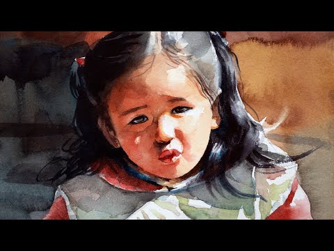 Watercolor Portrait of a Little Girl