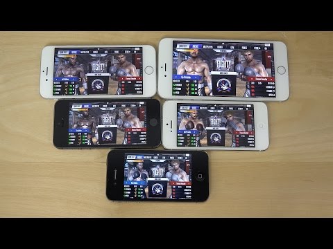 iPhone 6 Plus vs. iPhone 6 vs. iPhone 5S vs. 5 vs. 4S Real Boxing iOS 8.2 Beta 4 Review