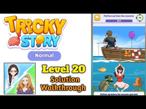 Tricky Normal Levels Level 20 Pull her up from the monster solution screenshot