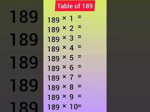 Table of 189 #shorts #education #subscribe#maths
