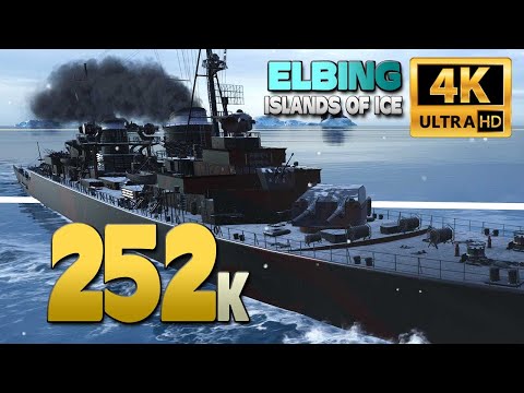 Destroyer Elbing on map Islands of Ice, 252k damage - World of Warships