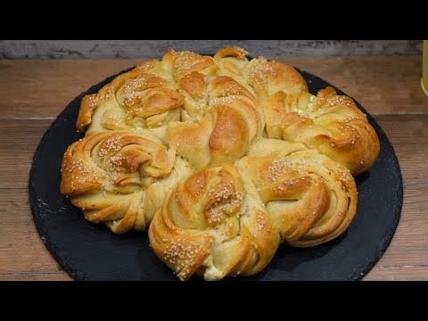 Fluffy Bread Christmas with Greek Feta Cheese