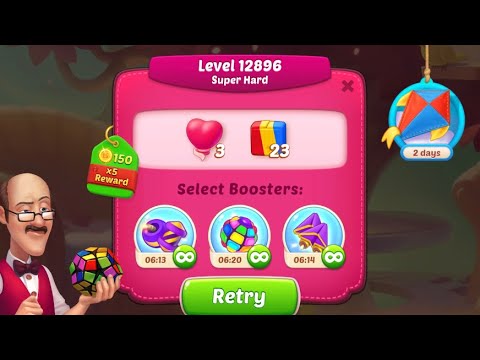 Homescapes level 12896 - super hard gameplay with booster