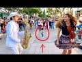 1 Year Old Baby JOINS Dance Monkey STREET PERFORMANCE Karolina Protsenko Daniele Vitale SAX