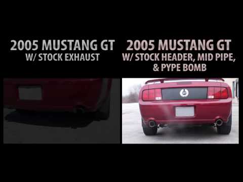 Pype Bomb Axle Back System vs Stock Exhaust - 2005 Mustang GT