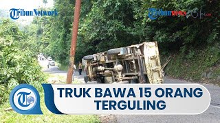 Truk Bawa 15 Penumpang Terguling, seusai Berwisata di Palabuhanratu, Lima di Antaranya Terluka