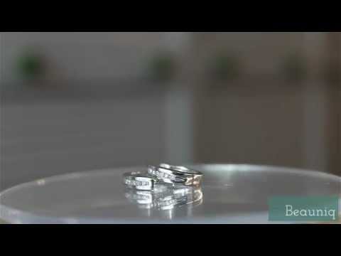 10k White Gold 0.12ct Diamond 1/2 inch Huggie Earrings