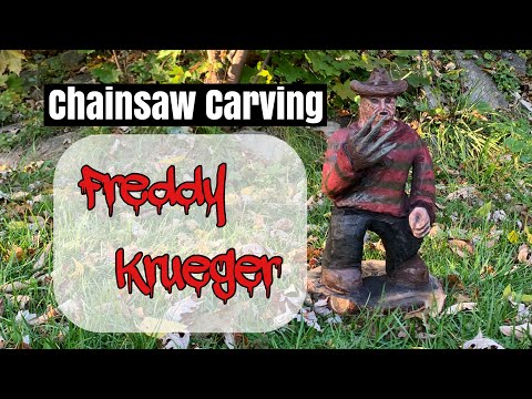 Chainsaw Carving Freddy Krueger! Sculpting fan art.