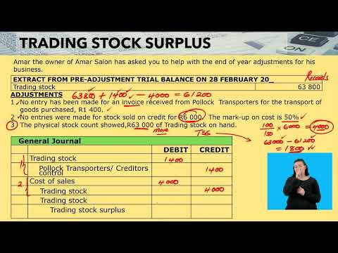 Accountancy Grade 10 Trading stock surplus and Deficit Video 2 Seg 2