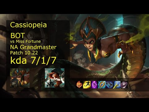 Cassiopeia Bot & Thresh vs Miss Fortune & Soraka - NA Grandmaster 7/1/7 Patch 10.22 Gameplay