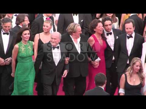 Gerard Depardieu on the red carpet of The Homesman at the 2014 Cannes Film Festival