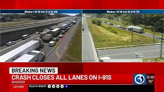 FIRST ALERT TRAFFIC: I-91 south closed in Windsor after tractor-trailer crash, injuries reported