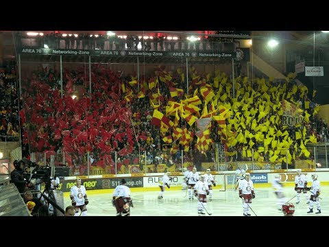 Choreo "Fahnenmeer" (SCL Tigers vs. Genf-Servette HC, 48. Saisonspiel)