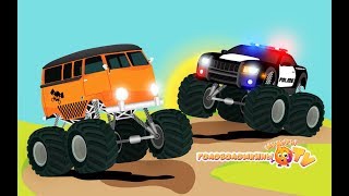 Monster Trucks and different types of cars for kids video