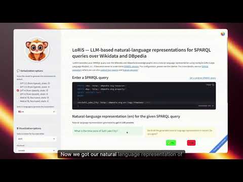 LoRiS — LLM-based natural-language representations for SPARQL queries over Wikidata and DBpedia