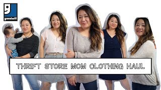 Thrift Store Clothing Haul (Goodwill) + Try On | My Realistic Mom Wardrobe