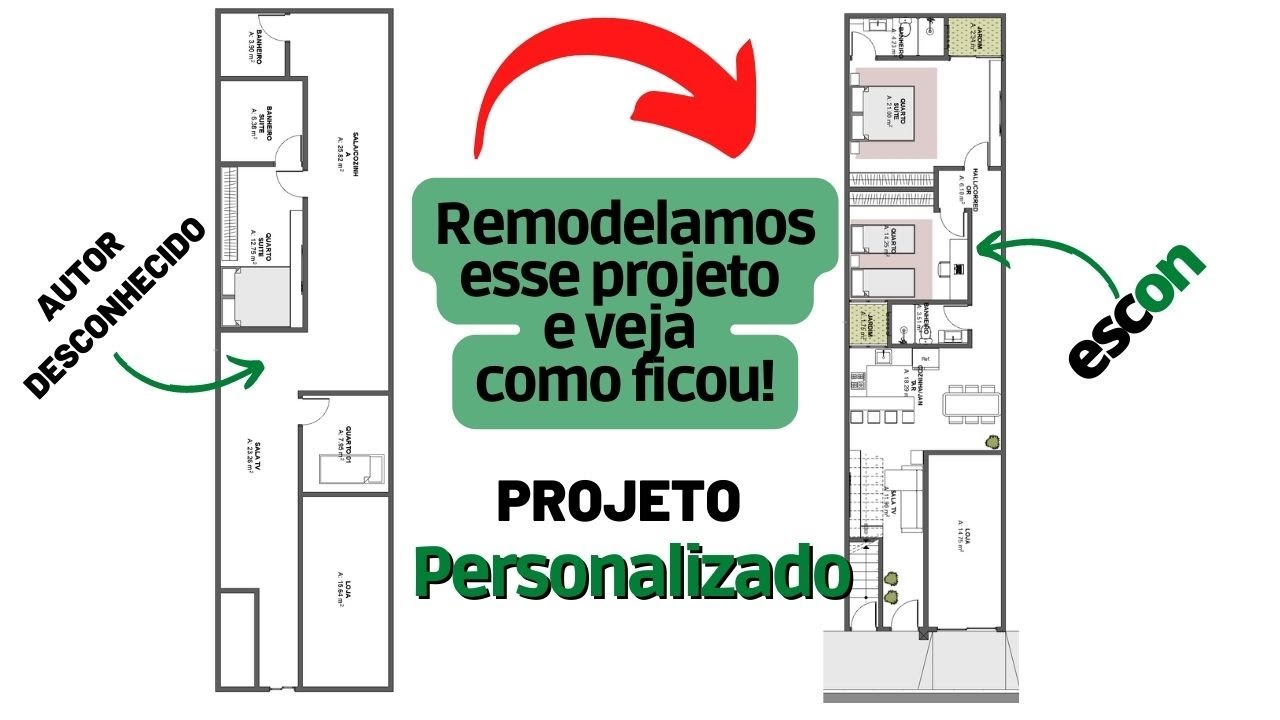 Planta de Casa com Ponto Comercial em terreno 5,5 x 20 metros | Remodelagem de Projeto