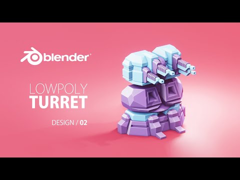 Create Stylised 3D Clean TURRET model in BLENDER | 3d Low poly Game Art | 3d Turret Concept Design