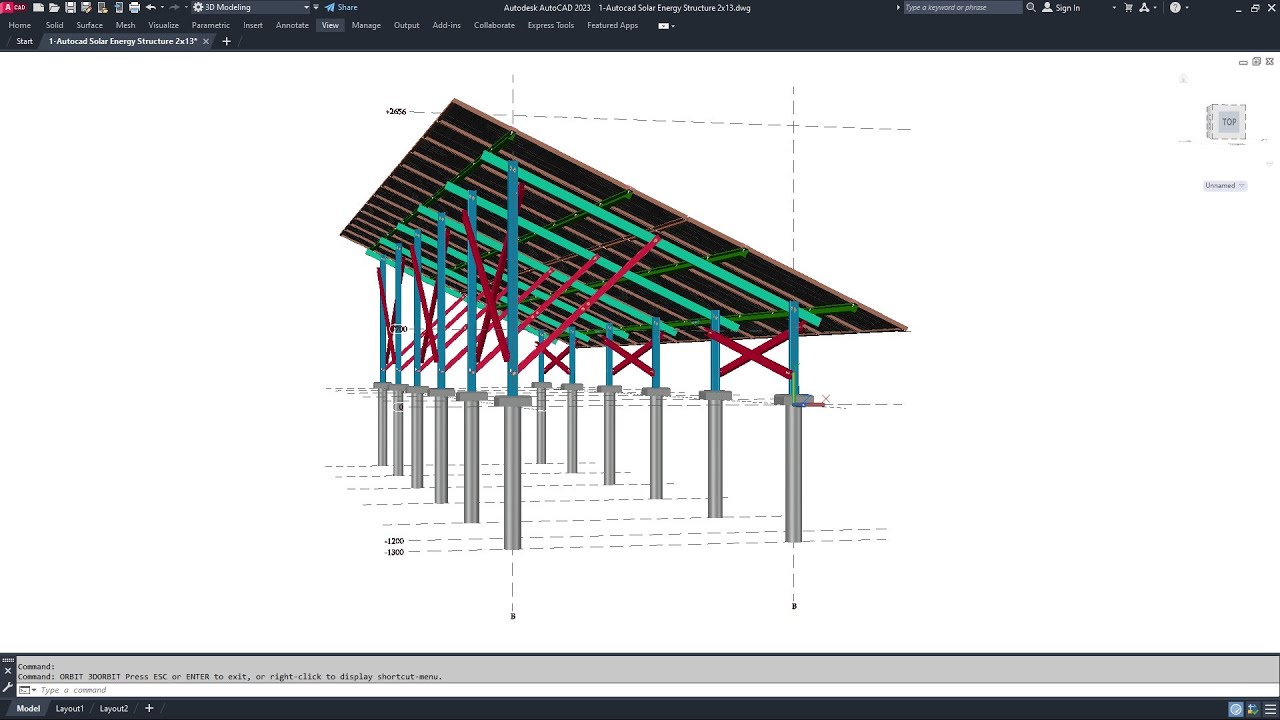 Autocad - Solar Energy Structure 3D Model