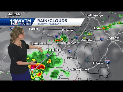 Scattered thunderstorms are possible this afternoon in Central Alabama