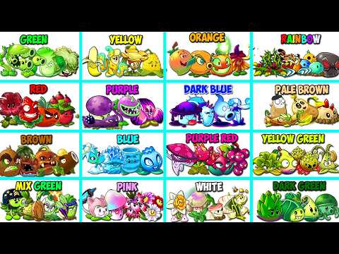 Random 16 COLOR Team 4 Plants Battlez - Who Will Win? - Pvz 2 Plant Team vs Plant Team