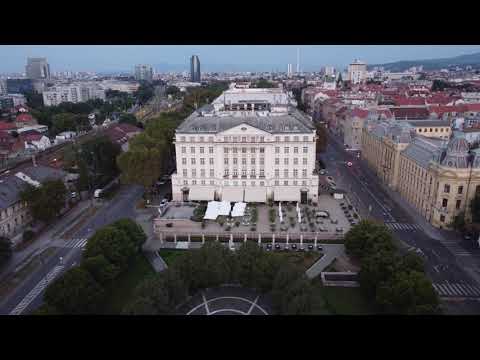 Zagreb Croatia - Esplanade Hotel Flyback - Stop on The Orient Express - Drone - Day - 4k