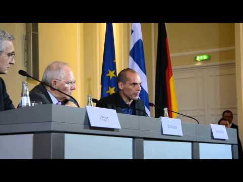 Varoufakis bei Wolfgang Schäuble - Griechischer Finanzminister beantwortet Journalistenfrage